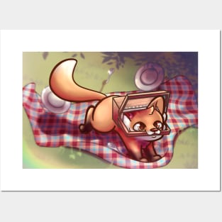 Red fox stealing a picnic Posters and Art